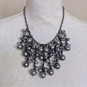 Park Lane Fashionista Faux Gray Pearl and Bead Gunmetal Statement Necklace